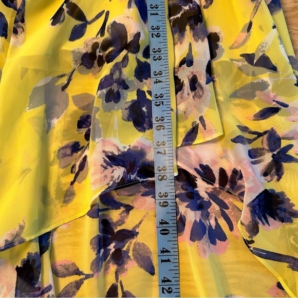 Eliza J Floral Print High Low Chiffon Yellow Floral Dress 6 - Picture 11 of 16